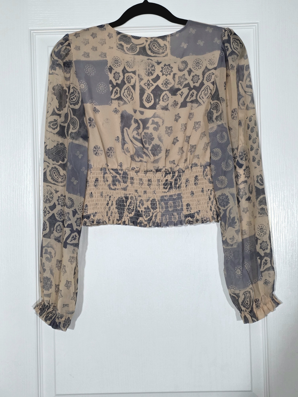 NWOT Aritzia Wilfred Wistful Blouse - Wheat/Basalt Grey Size M - Picture 5 of 9